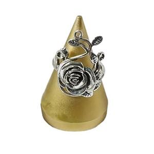 Anello Cocktail H383 con Fiore in Argento, Montatura a Castone, Romantico Anello da Donna per Uso Quotidiano - Product Image 5