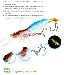 Señuelo sin pintar en blanco, plantillas de paso lento, cebo luminoso de plástico duro, señuelo de Camarón, lucio de agua superior, manivela de lubina, anzuelo triple, Señuelos de Pesca - Product Image 3