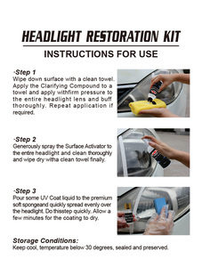 Kit d'entretien des phares: <span class=keywords><strong>Nettoyant</strong></span> et polissage des lampes-Kit complet de restauration des phares pour l'entretien de la voiture - Product Image 2