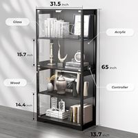 Porte vitrée à 4 niveaux pour objets de collection Armoire de rangement en bois avec 3 lumières de couleur