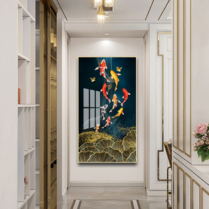 Arte Murale Moderna per Arredamento Casa, Stampa Digitale HD su Tela <span class=keywords><strong>di</strong></span> <span class=keywords><strong>Pesci</strong></span> Koi, Dipinto <span class=keywords><strong>di</strong></span> Lusso su Vetro Cristallo e Porcellana - Product Image 6