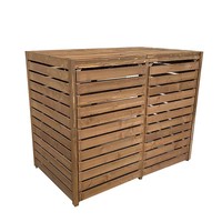 Abri de rangement extérieur en bois de sapin résistant aux intempéries pour 2 poubelles à double roulettes