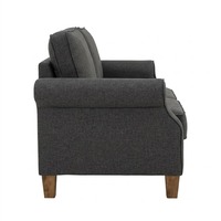 Elegante Sofá de 2 Plazas IMPALA en Tela Gris, Cómodo, Moderno y Clásico, Base de Madera Resistente, Respaldo Acolchado, Brazos Enrollados, Ideal para Apartamentos