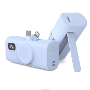 האחרונה מיני כיס 5000mah בנק כוח 20wpd + 2w אלחוטי עם תאורה אחורית, kickסטנד & lcd תצוגה דיגיטלית lcd - Product Image 1