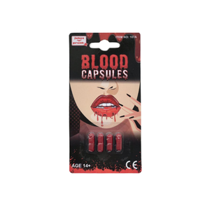 Capsules et pilules de sang en gel de silice écologiques pour Halloween, accessoires de cosplay de vampire, accessoires de farces - Pack de 4 par Jokez 'n' Prankz - Product Image 1