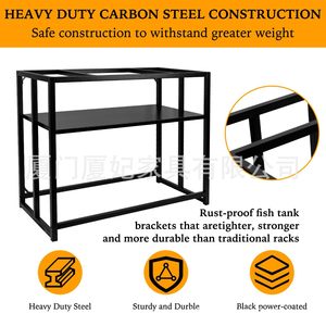 Metal Aquarium Stand 40 Gallon <b>Black</b> Durable Indoor Modern Iron <b>Frame</b> For Fish Tank Goldfish - Product Image 3