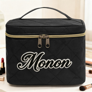 กระเป๋าเครื่องสำอางปักลายตัวอักษรเก๋ไก๋ กระเป๋าใส่เครื่องสำอางแบบเย็บลาย พร้อมช่องด้านใน กระเป๋าใส่ของใช้ในห้องน้ำแบบพกพาสำหรับเดินทาง - Product Image 6