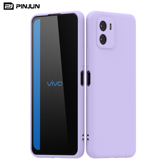Fashion Style for Vivo Y15s Fine Hole Lens Protection Soft Liquid Silicone Phone Case Full Solid Color Tpu Phone Cover