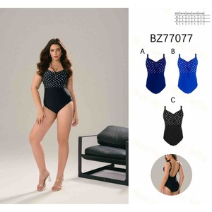 Costume da bagno intero HDJ Plus Size con controllo pancia e vita alta, stampa a pois, da donna BZ77077 - Product Image 3