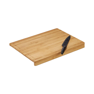 Planche à découper en bambou avec rebords anti-dérapants et rigole à jus 45x35cm 5cm d'épaisseur Naturel Chine - Product Image 1