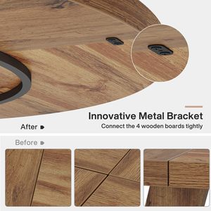 US-Lokaler Esstisch für 4 Personen, 120 cm Runder Farmhouse-Küchentisch mit Holzsockel für Küche, Esszimmer - Product Image 3