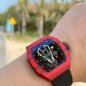 26-year new model of top-quality crimson carbon fiber skeletonized lightweight tourbillon men's sports mechanical watch - Product Image 2