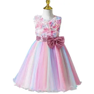 Großhandel Kinder Elegante Prinzessin Kleid Mädchen Ärmellose Short Mesh Puffy Rock Geburtstags feier Kostüm Teenage Prom Kleid