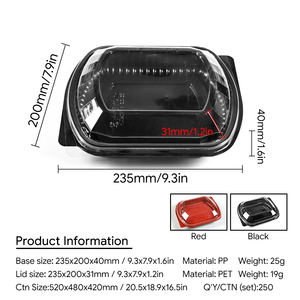 Customized PP Food Packaging Plastic Disposable <strong>Lunch</strong> <strong>Box</strong> Plastic Packaging <strong>Box</strong> - Product Image 2