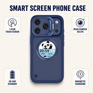 Custodia Smart Screen per <span class=keywords><strong>iPhone</strong></span> 15 16 17, con Display Rotondo Touch da 1.52 pollici, Bluetooth 6.0 e Notifiche Ora e Meteo - Product Image 2