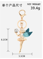 Porte-clés Fée Ange en Strass Cristallins Bedazzler, Porte-clés Incrustés de Diamants, Accessoires de Mode en Cristal, Breloques de Sac