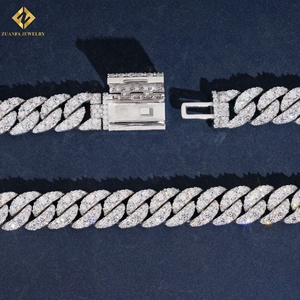 Collar de Moda Hip Hop con Cadena Cubana Miami de 16 mm, Plata de Ley S925 con Incrustaciones de Luna Creciente y Moissanita Brillante, Precio de Fábrica Económico - Product Image 3