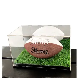 亚克力Fugby展示柜亚克力可组装足球展示盒，带人造草坪草