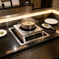 Service OEM/ODM d'usine, cuisinière à induction commerciale haute puissance 5000W équipée de 4 écrans LED numériques