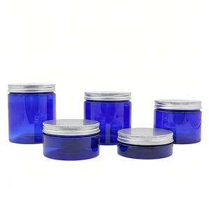 Envase Circular Transparente Azul de <span class=keywords><strong>Boca</strong></span> Ancha para Crema, de PET, con Tapa de Aluminio o Plástico, Multicapacidad, para Cosméticos - Product Image 4