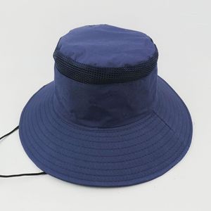 Bucket Hat Breathable Sun Protection Outdoor Fishing Hat Adult Khaki Polyester Fabric Wide Brim <b>Lightweight</b> Casual Wear - Product Image 4