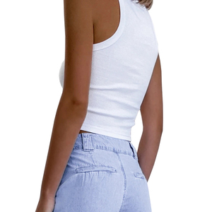 <span class=keywords><strong>Canotta</strong></span> da donna Sexy senza maniche con Logo personalizzato <span class=keywords><strong>a</strong></span> costine in tinta unita con Logo personalizzato - Product Image 2