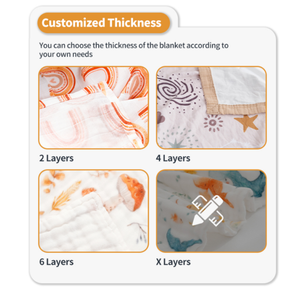 חיתולי עיטוף לתינוקות עם הדפס לוגו בהתאמה אישית, רכים ונעימים, שמיכות קבלה לתינוקות 120*110 ס\"מ, שמיכת מוסלין לתינוק - Product Image 6