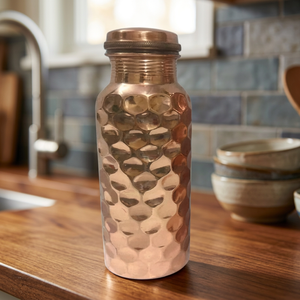 Hammered Copper Water Bottle Portable Sublimated <b>Drinkware</b> Custom Gift Set for Travel Office Camping - Indian Home Crafts - Product Image 3