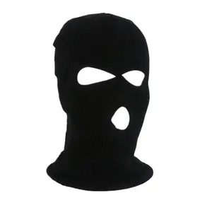 Hot Sale 3 Lubang Rajutan Penutup Wajah Penuh Ski Masker Dewasa Balaclava Musim Dingin Hangat Merajut Masker Wajah Penuh