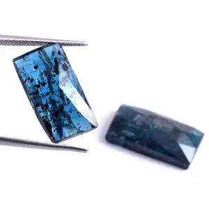 자연 이끼 인디고 런던 블루 kyanite 로즈 컷 긴 chushan 모양 kyanite 만들기 보석 최고 품질 kyanite 로즈 컷