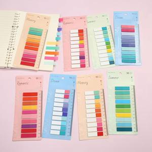 10 Color Ruler-Attached Long Strip Self-Adhesive Sticky Tabs Set 4 Themed Palettes Hanging Hole <b>Memo</b> <b>Pads</b> Office School - Product Image 1