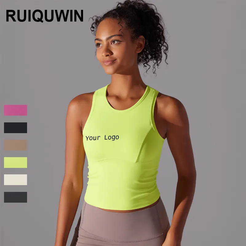 RUIQUWIN ผู้หญิงที่กําหนดเองวิ่งกลางแจ้งสวมใส่ออกกําลังกายออกกําลังกายแห้งเร็วติดตั้ง Tank Top ยิมกีฬาโยคะเสื้อกั๊ก