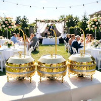 Plat à chafing doré grand format Yuqi à alcool - Réchaud de buffet en acier inoxydable 20L avec contrôle de température 85-100°C pour mariages et hôtels