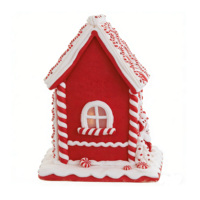 Casa de Jengibre Iluminada con LED, Decoración Navideña de Resina, Pilares de Caramelo y Hombre de Jengibre, Adorno Navideño para Mesa