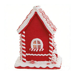 Décoration de Noël en résine avec <span class=keywords><strong>maison</strong></span> en pain d'épices illuminée par LED, piliers en forme de canne à sucre et bonhomme en pain d'épices, ornement de table de Noël - Product Image 6