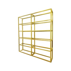 Product <strong>Stand</strong> <strong>Display</strong> <strong>Shelf</strong> for Shop Golden Exhibition <strong>Display</strong> <strong>Stand</strong> with Glass Board Custom logo - Product Image 1