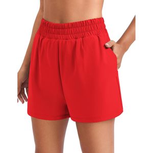 FOXA Short de course 2 en 1 pour femme, short de sport taille haute avec 4 poches True Red S - Product Image 2