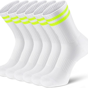 Athletic Football Sport Running Calf Crew <b>Socks</b> Performance Cushioned Breathable 100% <b>Polyester</b> for Men Women Youth - Product Image 4