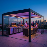 Pergola OEM à toit à lames orientables, en alliage d'aluminium, motorisée, bioclimatique, avec écran latéral, imperméable, résistante aux UV et au vent