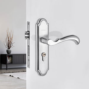 קלאסי בסגנון קלאסי מלוטש כסף נירוסטה פנים דלת ידית מנעול עמיד אבטחה גבוהה לוח מקשים לפתוח עמיד למים - Product Image 1