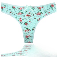 Culotte string femme taille basse en coton à imprimé floral, douce pour la peau, respirante, tailles M-L-XL