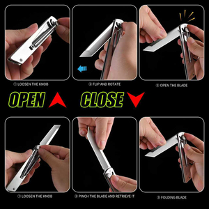 Mini Navaja Multiusos de Acero Inoxidable con Hoja de Punta Caída, Pomo de Pulgar, Plegable, Compacta, Afilada, Herramienta EDC para Exteriores - Product Image 4
