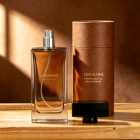Vente en gros de flacons de parfum rectangulaires en verre de 60 ml/80 ml/100 ml avec bouchons en acrylique, surface mate, impression à l'écran, boîte cadeau