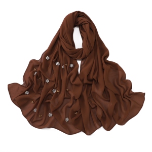 <span class=keywords><strong>Elegante</strong></span> e lussuoso accessorio senza tempo per il Comfort in Chiffon scialle in tessuto con perla sciarpa Hijab musulmana - Product Image 5