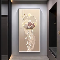 Lumière moderne Décoration de luxe Art mural Décoration de couloir en porcelaine de cristal abstraite personnalisée Peinture à lumière LED
