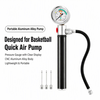 Pompe à ballon de basket portable JUNYE en alliage d'aluminium avec manomètre, aiguilles de gonflage et valve de décompression