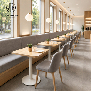 Ensemble de mobilier de restaurant <span class=keywords><strong>commercial</strong></span> Ron Group, sièges confortables en banquette, table carrée en bois massif, chaise rembourrée en tissu - Product Image 2