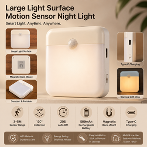 Luz Nocturna Recargable con Sensor de Movimiento, Luz LED de Pared con Montaje Magnético, Tipo C, para Armario, Dormitorio, Pasillo, B2B - Product Image 3