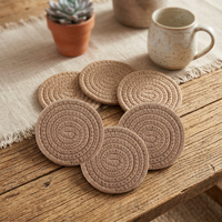 Ensemble de sous-verres absorbants en coton tissé, style rustique, farmhouse, bohème, pour la protection des boissons sur le bureau, la table basse, sous-verres mignons