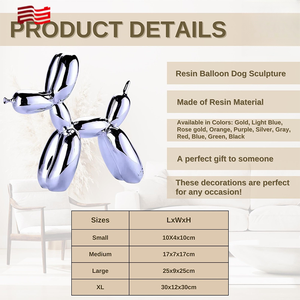 2025 moda resina globo perro escultura multicolor Metal Animal arte decoración, efecto espejo (10cm-30cm) - Product Image 6